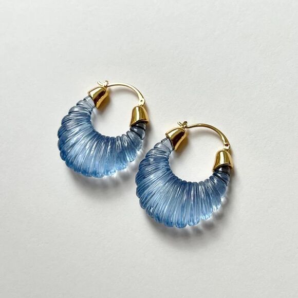 J. Crew Blue and Gold Artisanal Hoop Earrings - Picture 1 of 3